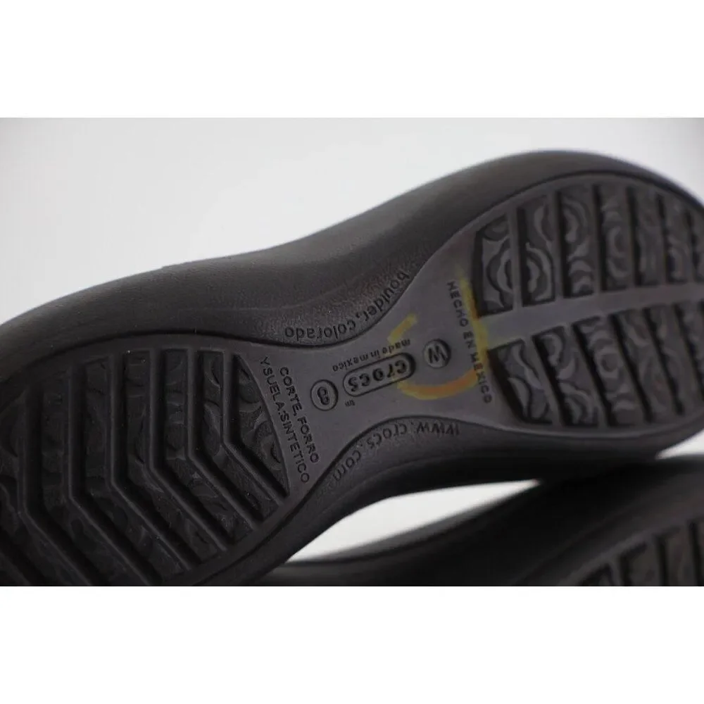 CROCS Women's Jayna Slingback Flats Size 8 Black Rubber Slip On Beach Shoe Comfy